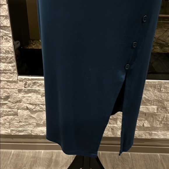 Bordeaux Blue Midi Dress with Side Button design and slit, size Medium - Picture 5 of 11